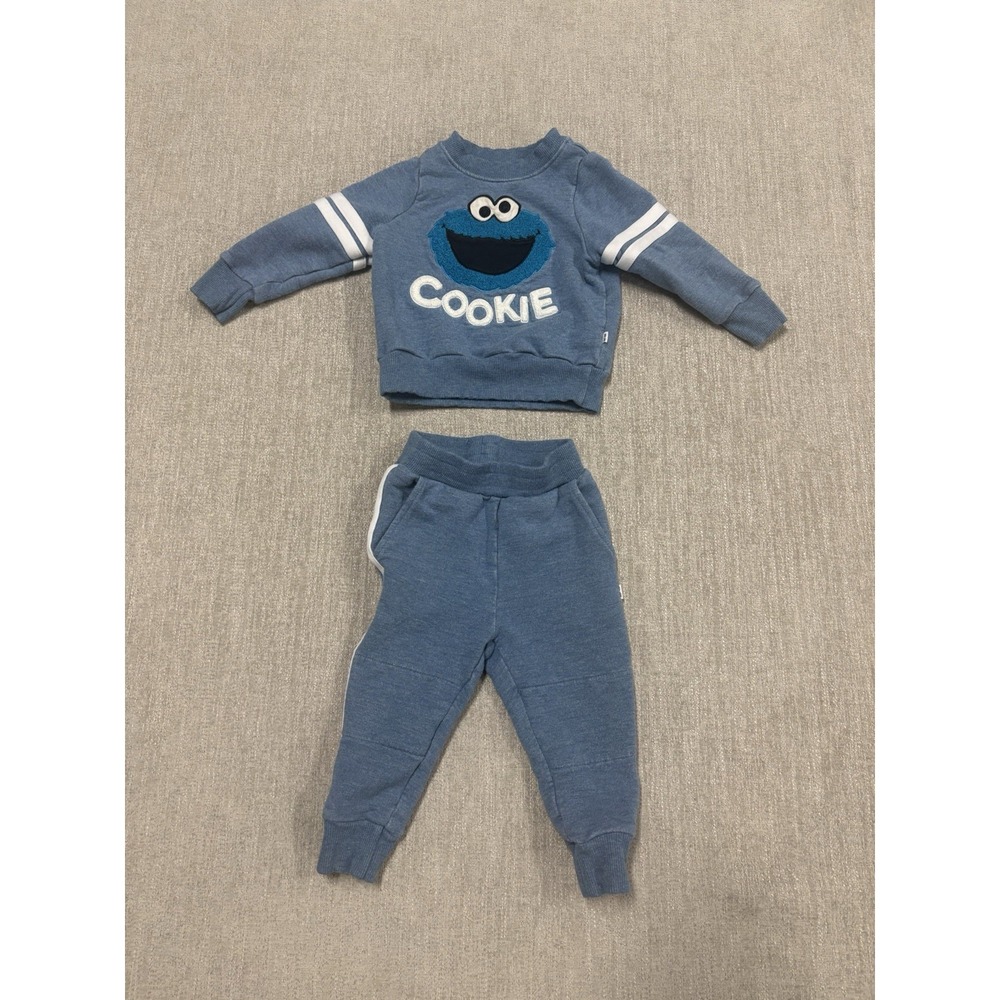 Little Sleepies Sesame Street Cookie Monster Sweatshirt & Joggers Set Size 6-12